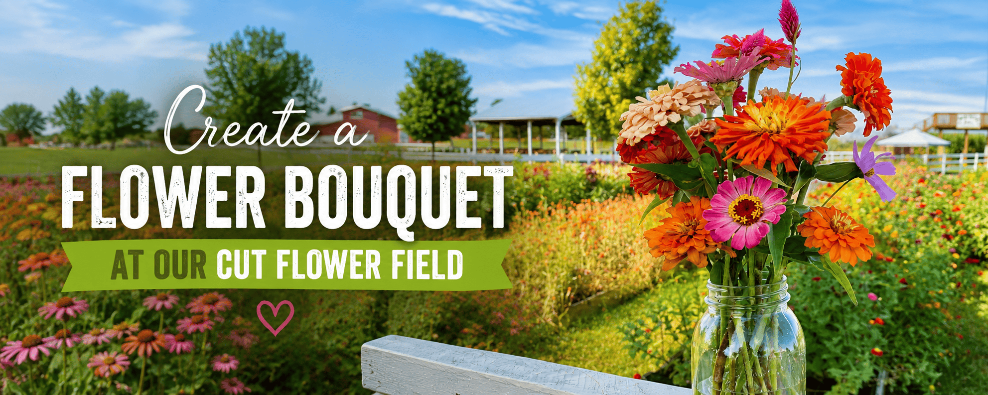 Bouquet of flowers in the cut flower field
