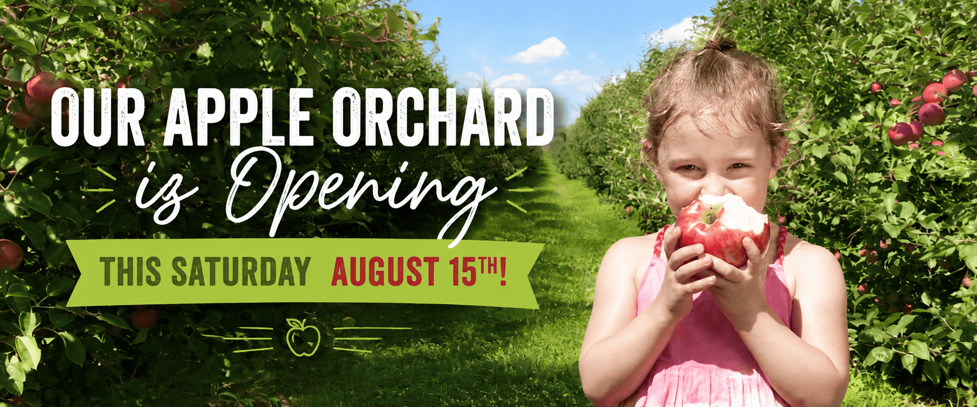 Little girl eating an apple in the oswego orchard